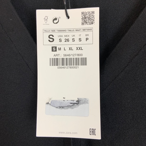 NWT Zara Black V Neck Cardigan Sweater Size Small - Picture 5 of 9